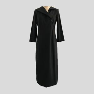 Jason Wu Black Stretch Knit 1/4 Zip Chic Midi Dress LBD, Womens M